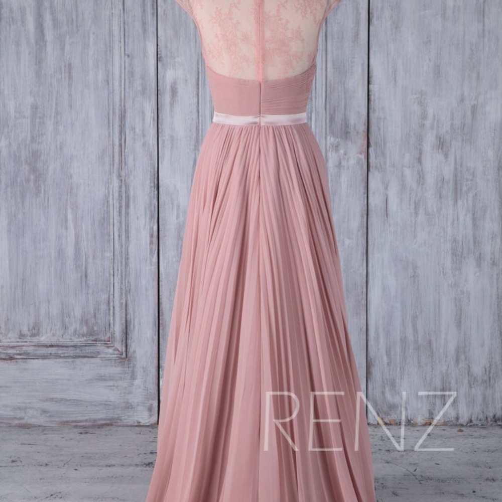 Bridesmaid Dress Dusty Rose Chiffon Wedding Dress - Picture 3 of 4